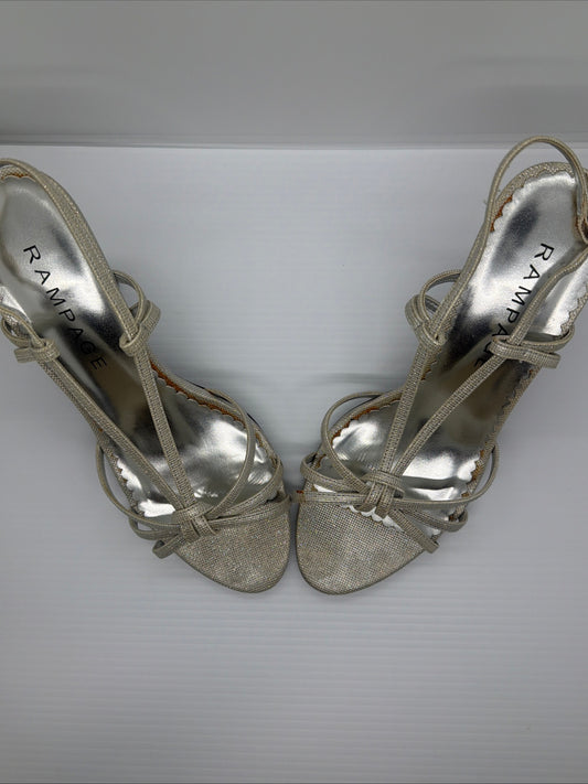 Rampage silver strappy heeled sandals Women’s Size M-8