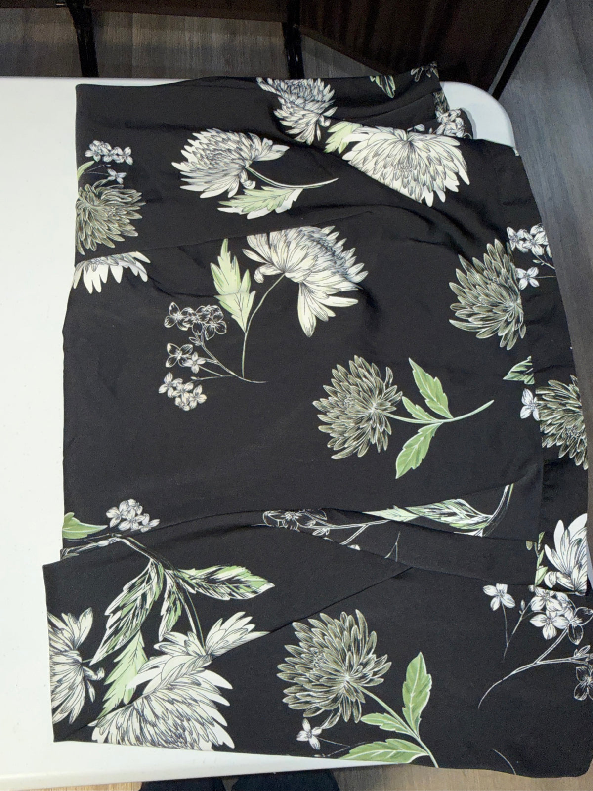 Who What Wear Black Floral A-Line Midi Skirt- Size 10