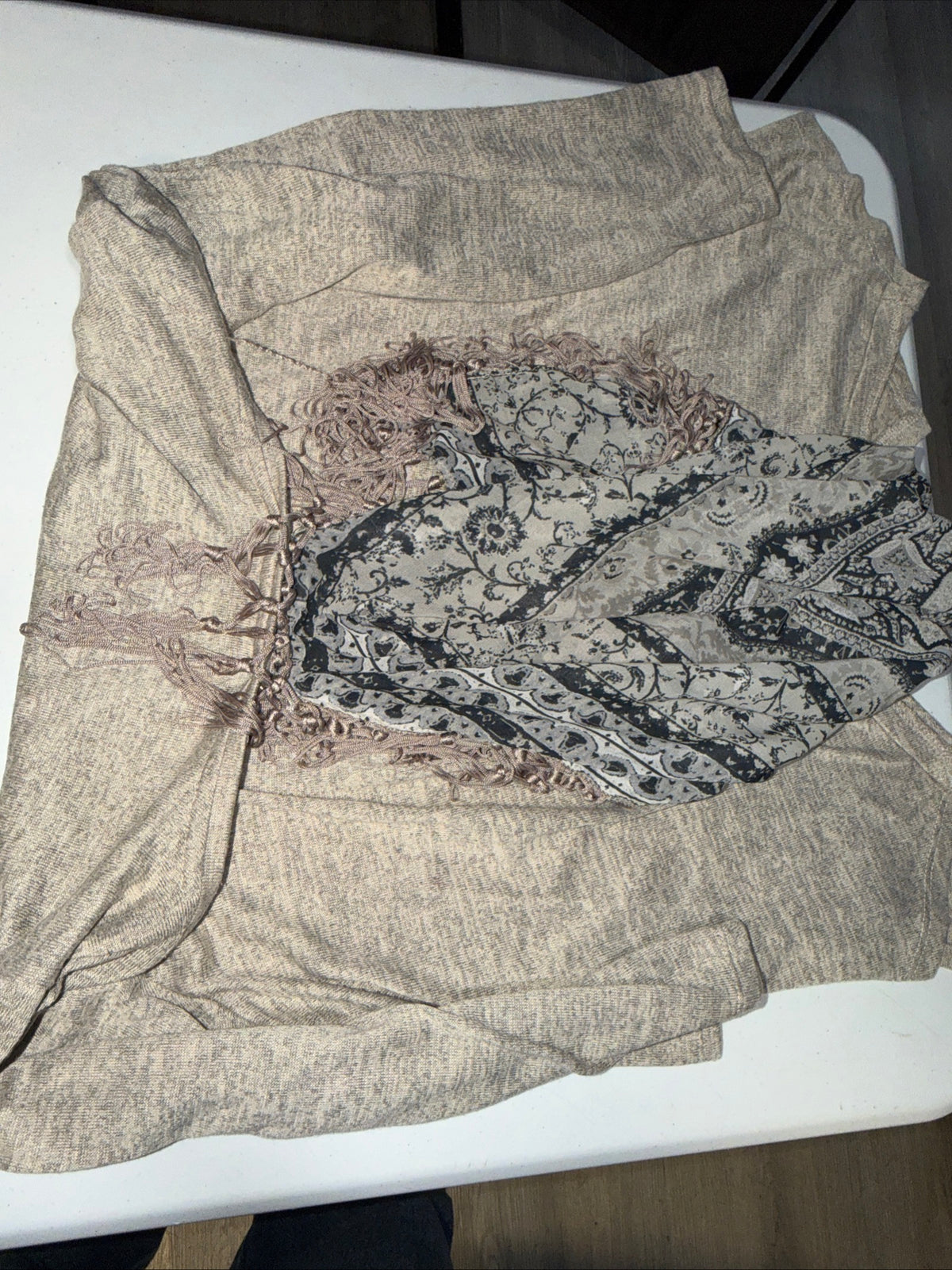Style & Co Gray Heathered Long Sleeve Top Size L