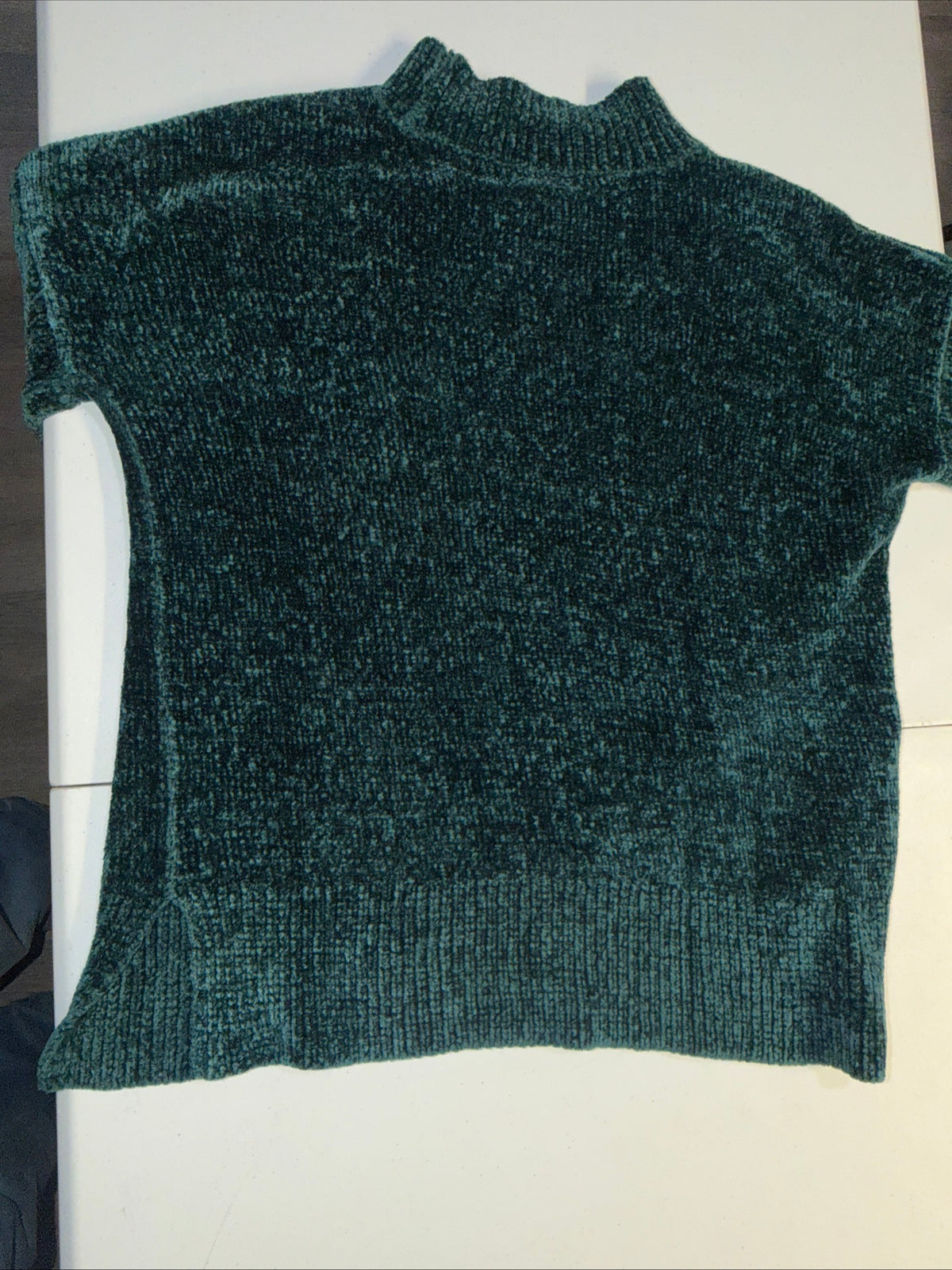 Pink Rose Emerald Green Chenille Cutout Mock Neck Sweater Size L