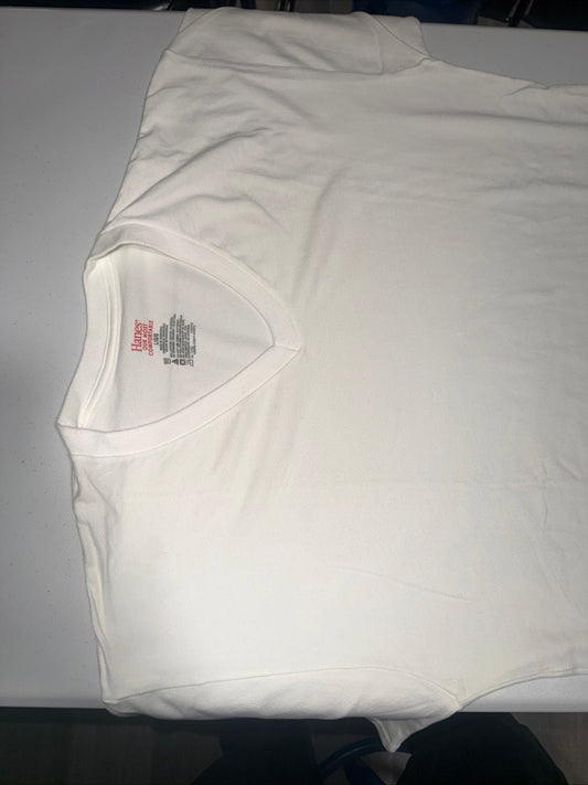 Hanes Men’s White V-Neck undershirt Made from ComfortSoft cotton Fabric L/G/G