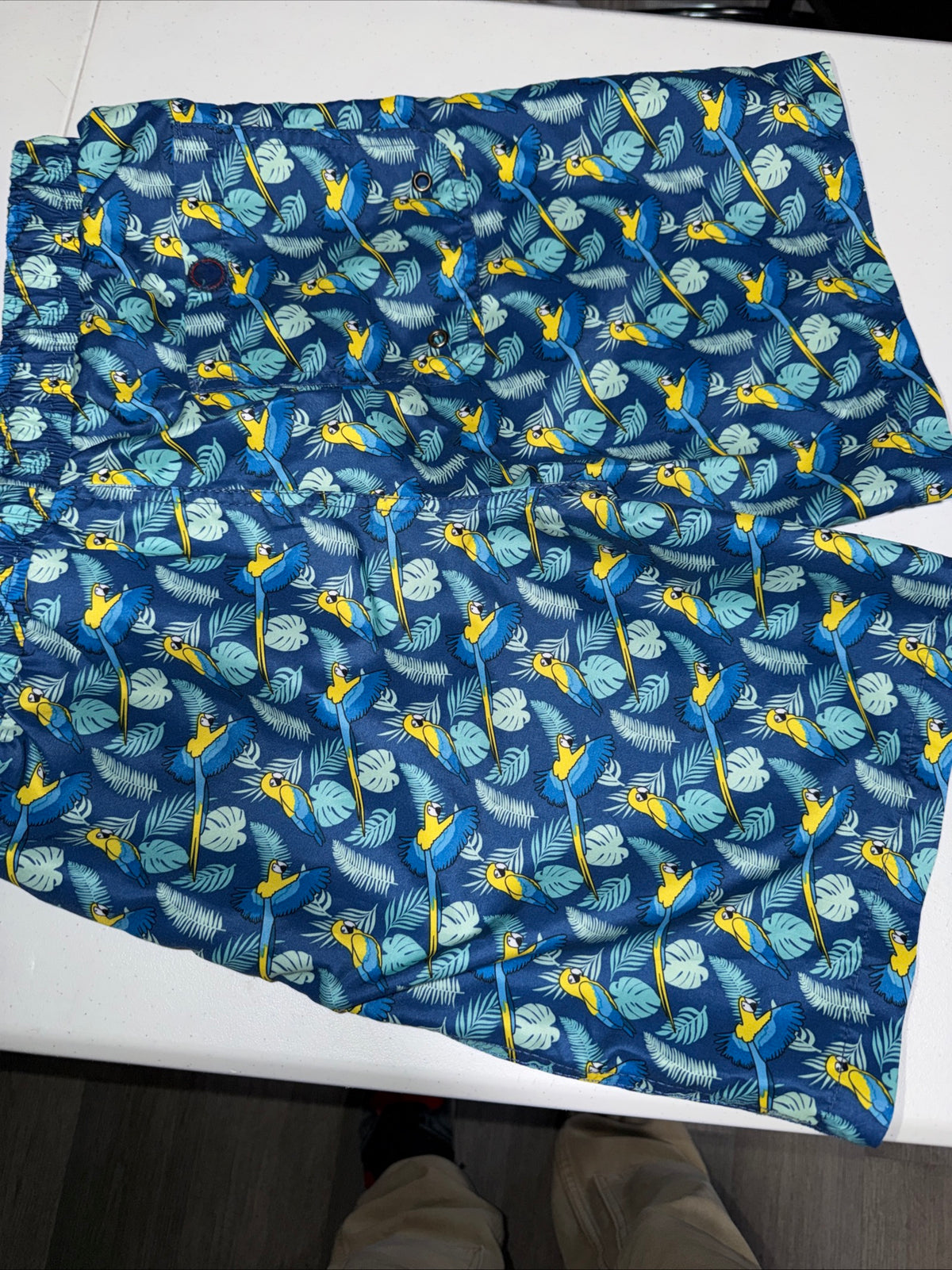 Beach Boys Surf Shop Short Swim trunks with A blue parrot pattern size 18 Boys