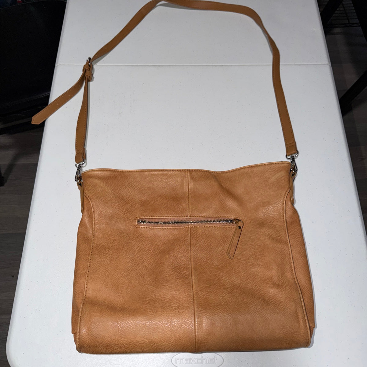MMS Brand Leather Crossbody Purse In Brown, With A Exterior Pocket