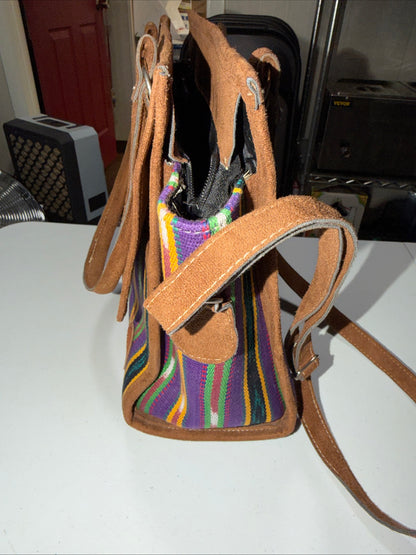 Handmade Guatemala Cotton Tote Bag with Woven Textile Patterns and Handles