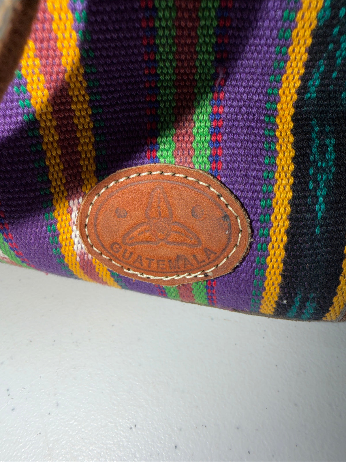 Handmade Guatemala Cotton Tote Bag with Woven Textile Patterns and Handles