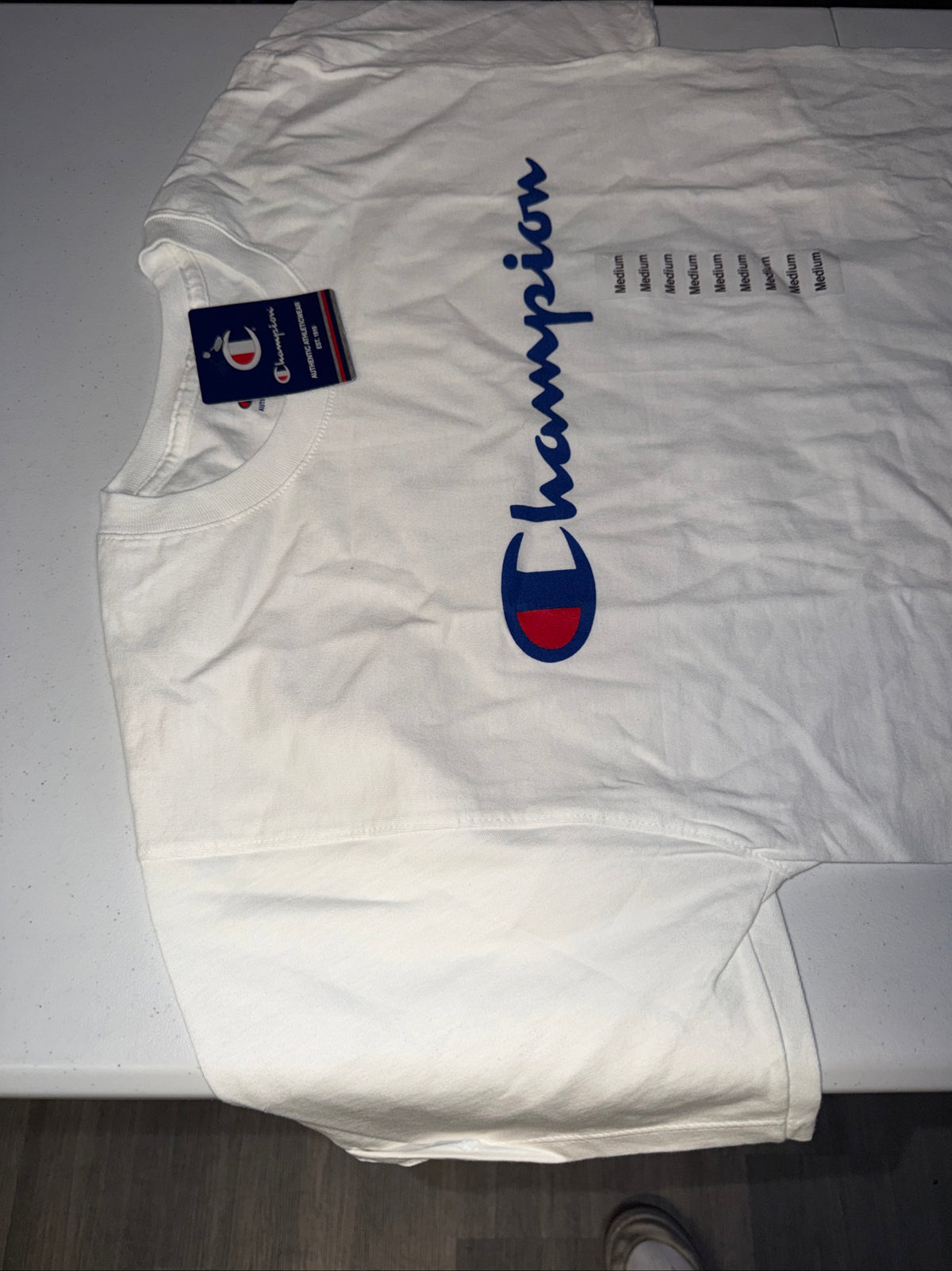 Champion Men’s Short Sleeve T-shirt Classic Graphic White, Size M