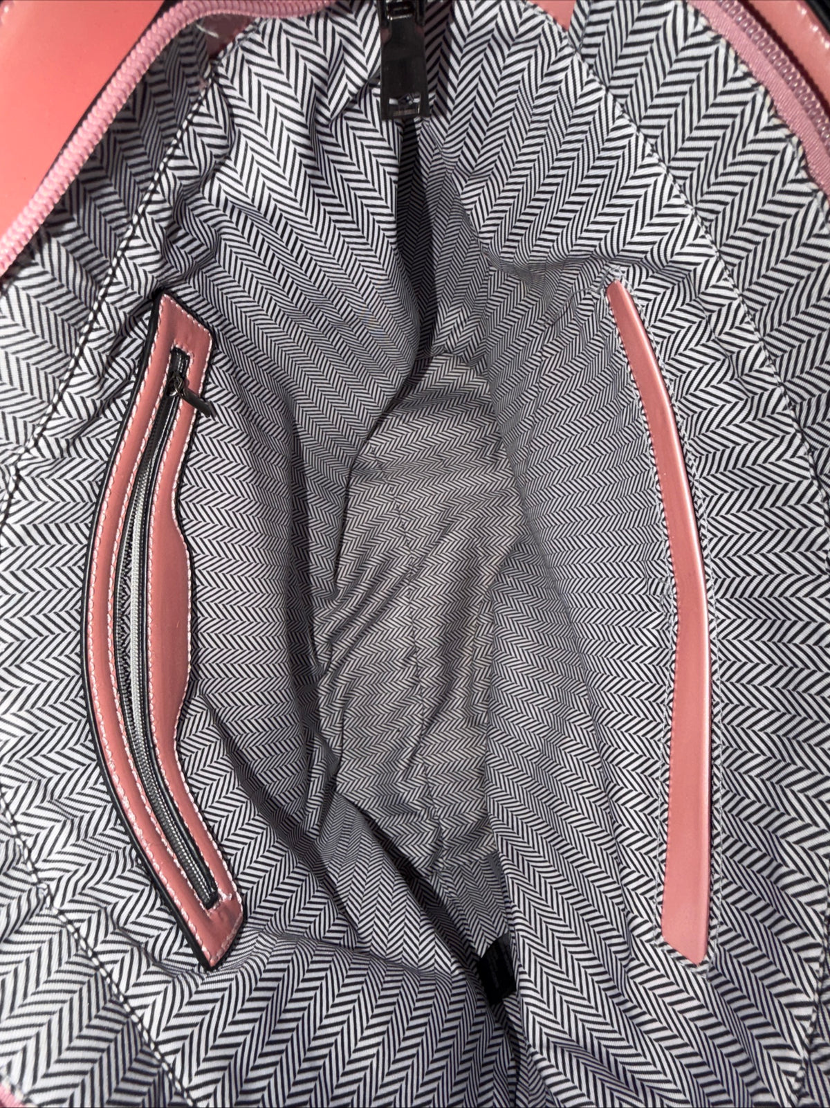 A Iridescent Glossy Pink Plastic Tote Bag with Handles
