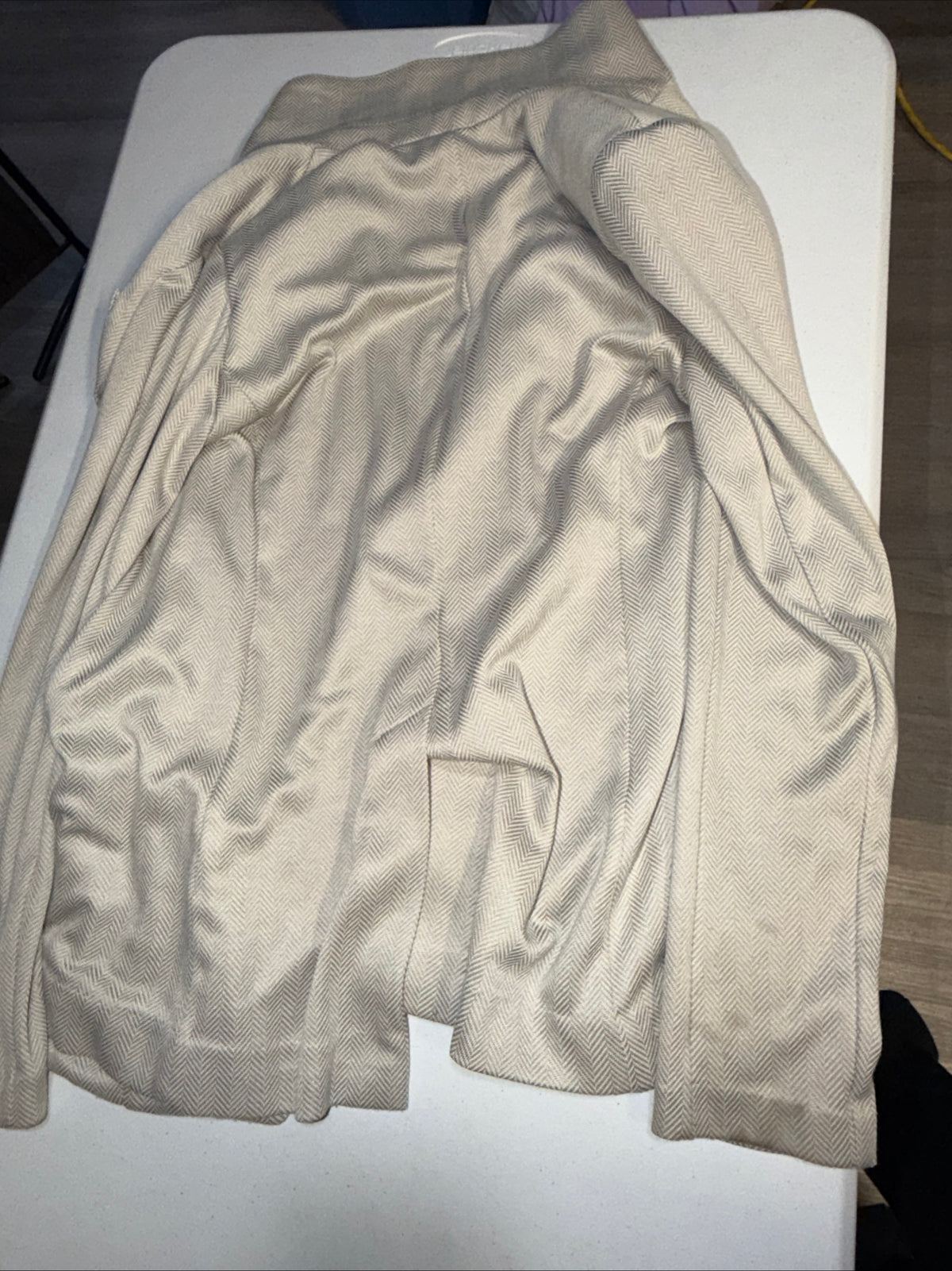 Calvin Klein women’s herringbone one button tailored blazer, Cream/beige, Size M