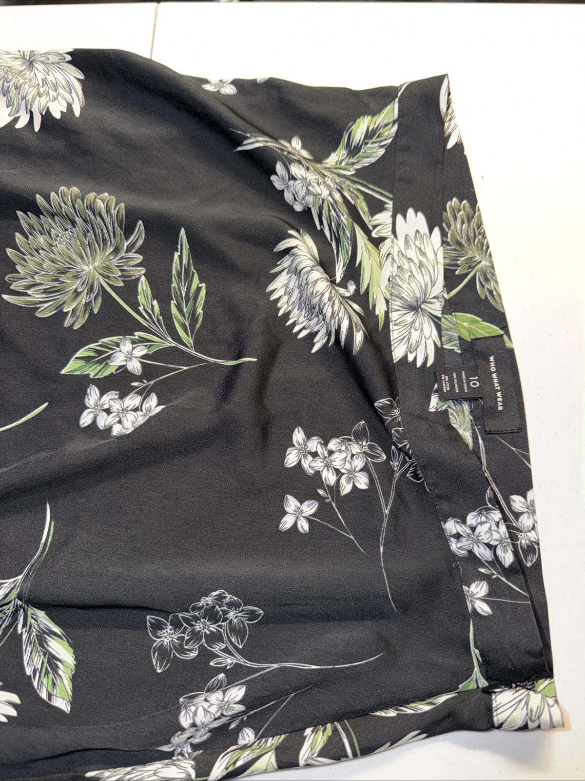 Who What Wear Black Floral A-Line Midi Skirt- Size 10