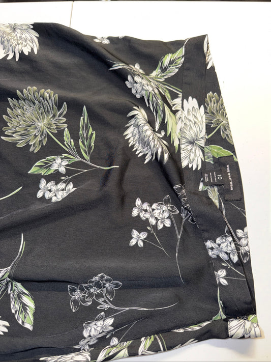 Who What Wear Black Floral A-Line Midi Skirt- Size 10