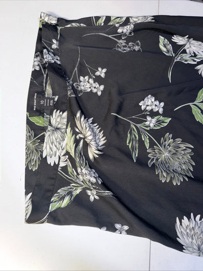 Who What Wear Black Floral A-Line Midi Skirt- Size 10
