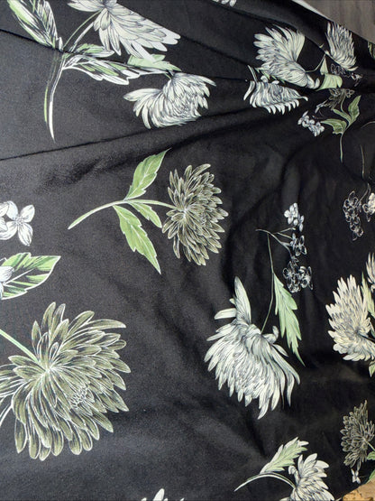 Who What Wear Black Floral A-Line Midi Skirt- Size 10