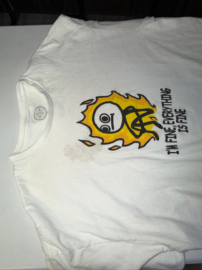 Funny Sarcastic “This is Fine” Meme Style Stickman On Fire Graphic T-Shirt 2XL