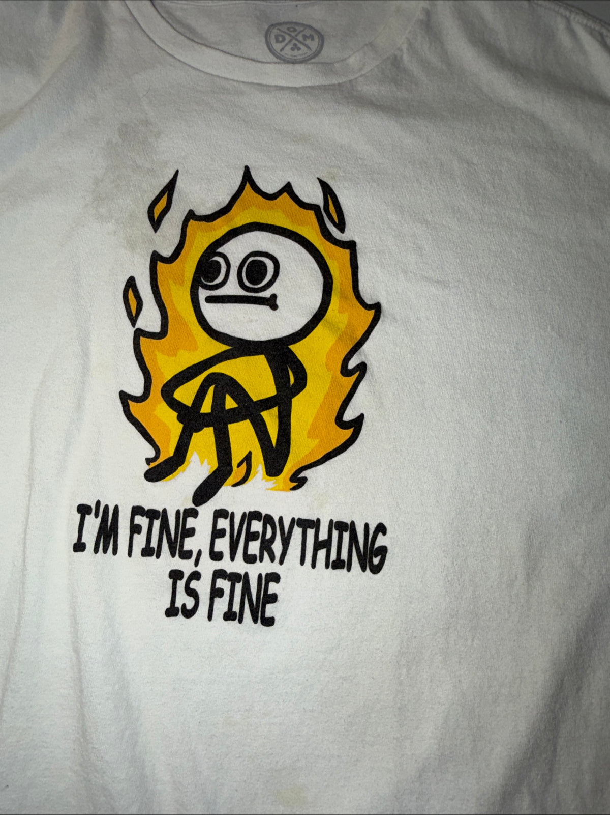 Funny Sarcastic “This is Fine” Meme Style Stickman On Fire Graphic T-Shirt 2XL