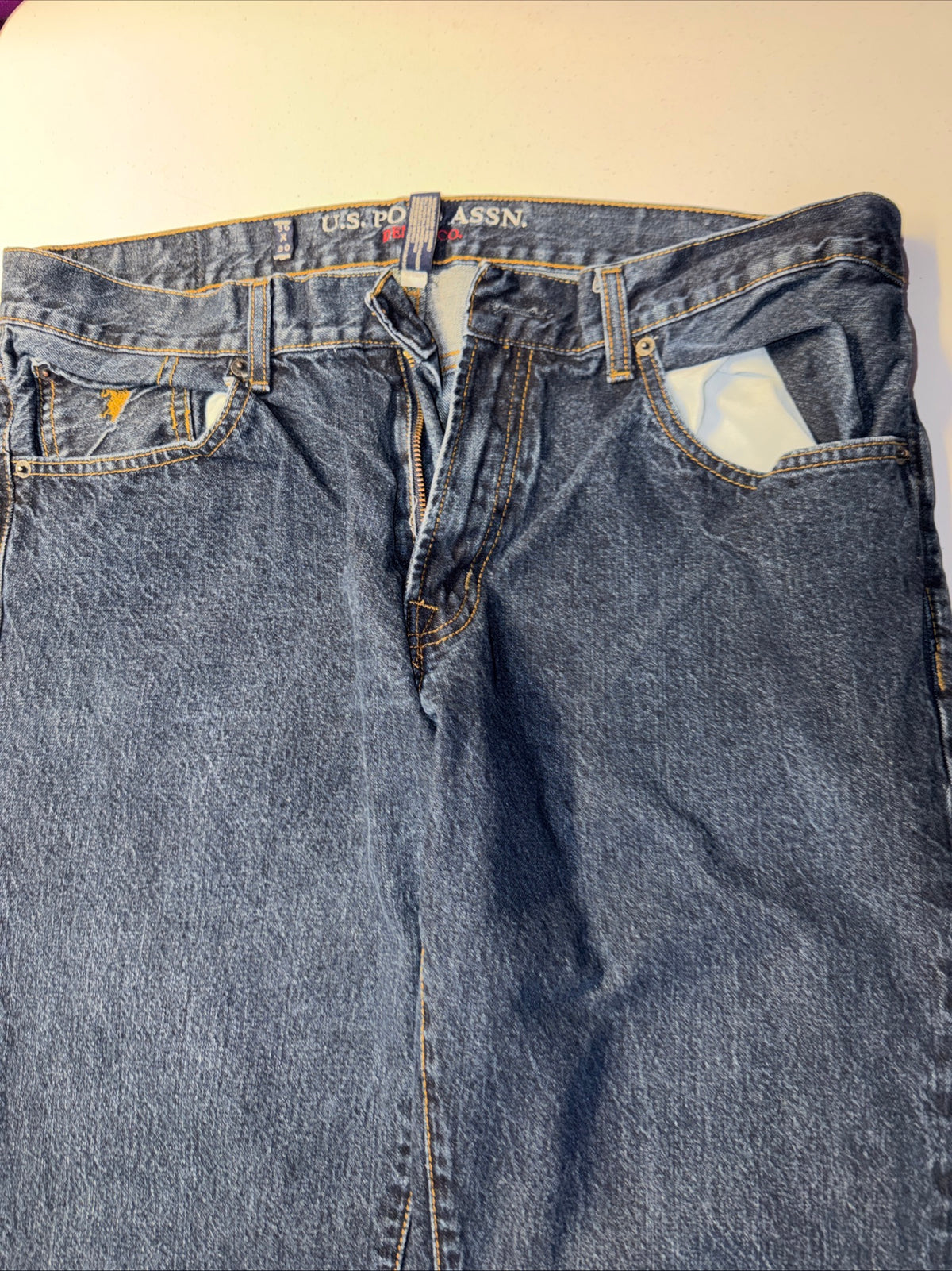 U.S. Polo Assn. Men’s Straight Leg Jeans Dark Wash Blue Denim Size 36x30