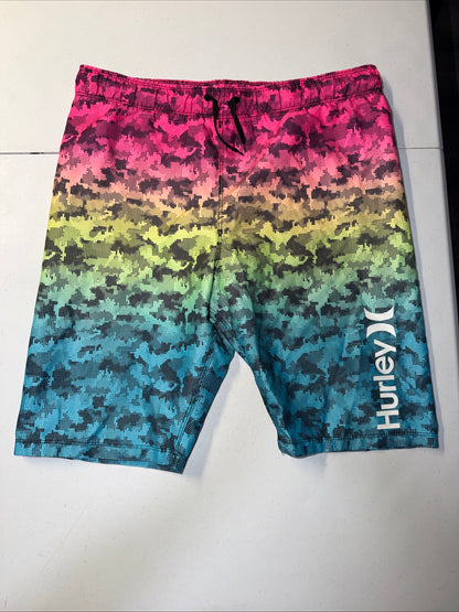 Hurley Boys Rainbow Digital Camo Board Shorts Swim Trunks Size 14-16