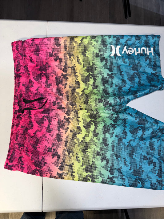 Hurley Boys Rainbow Digital Camo Board Shorts Swim Trunks Size 14-16