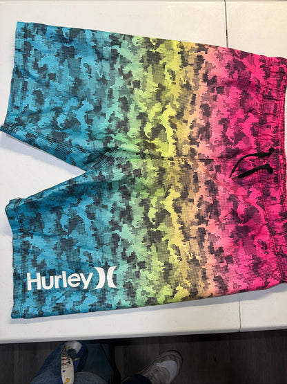 Hurley Boys Rainbow Digital Camo Board Shorts Swim Trunks Size 14-16