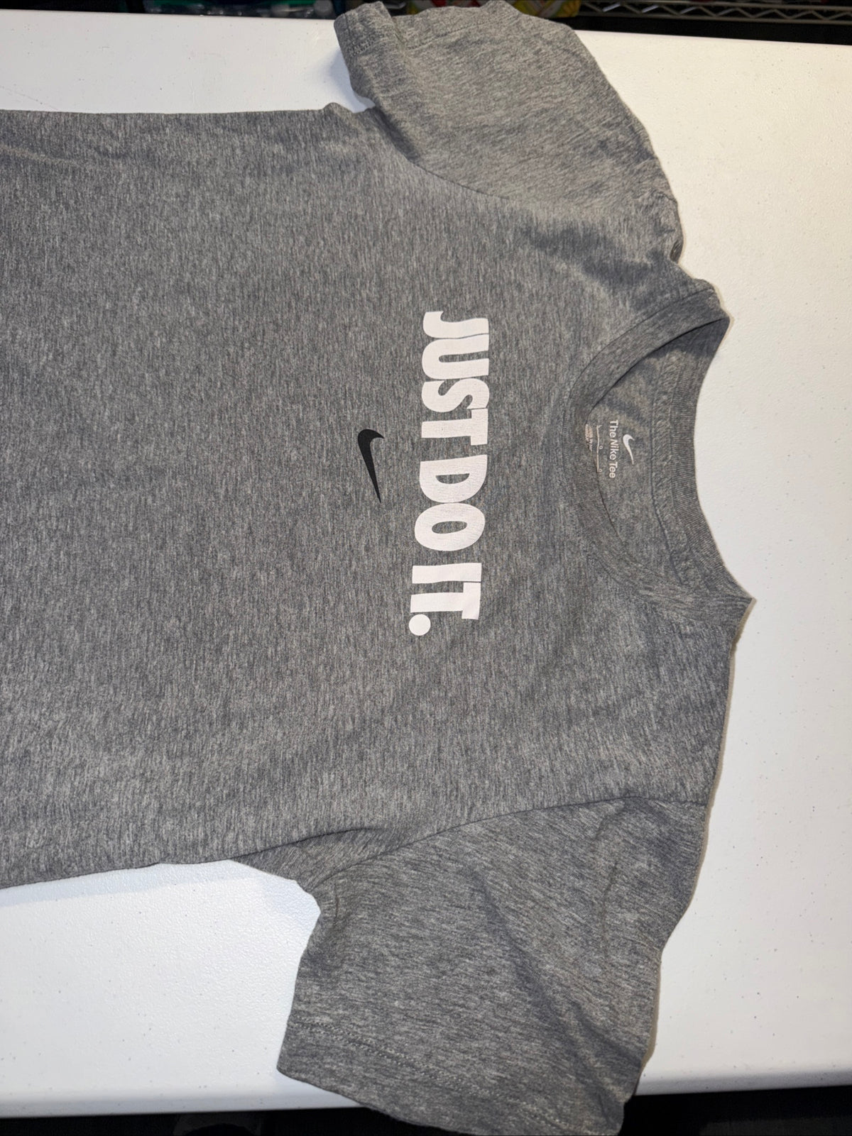 Nike Sportswear JDI Short Sleeve Crew Neck T-Shirt- Gray Youth Large