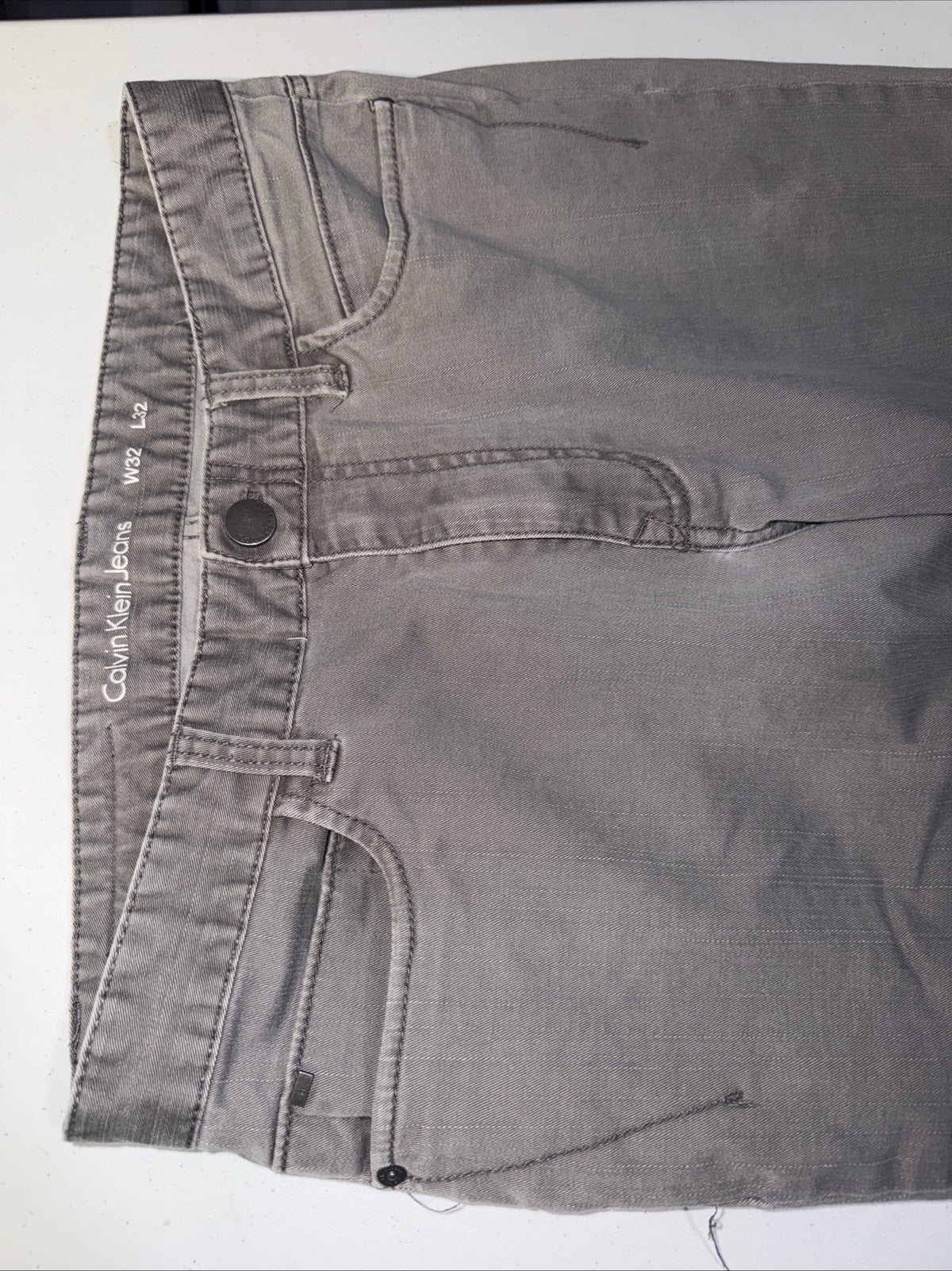 Calvin Klein Jeans Men’s Grey Straight Leg 5-Pocket Pants W32 L32