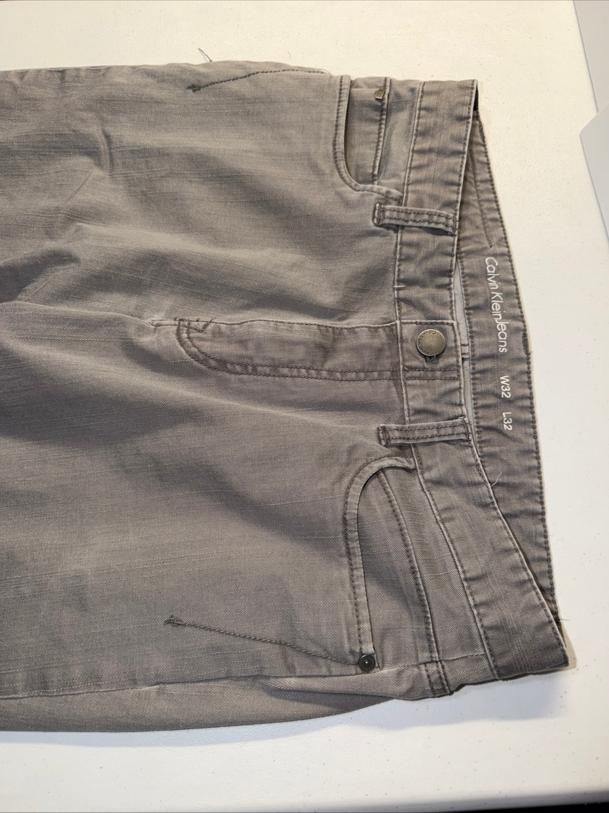 Calvin Klein Jeans Men’s Grey Straight Leg 5-Pocket Pants W32 L32
