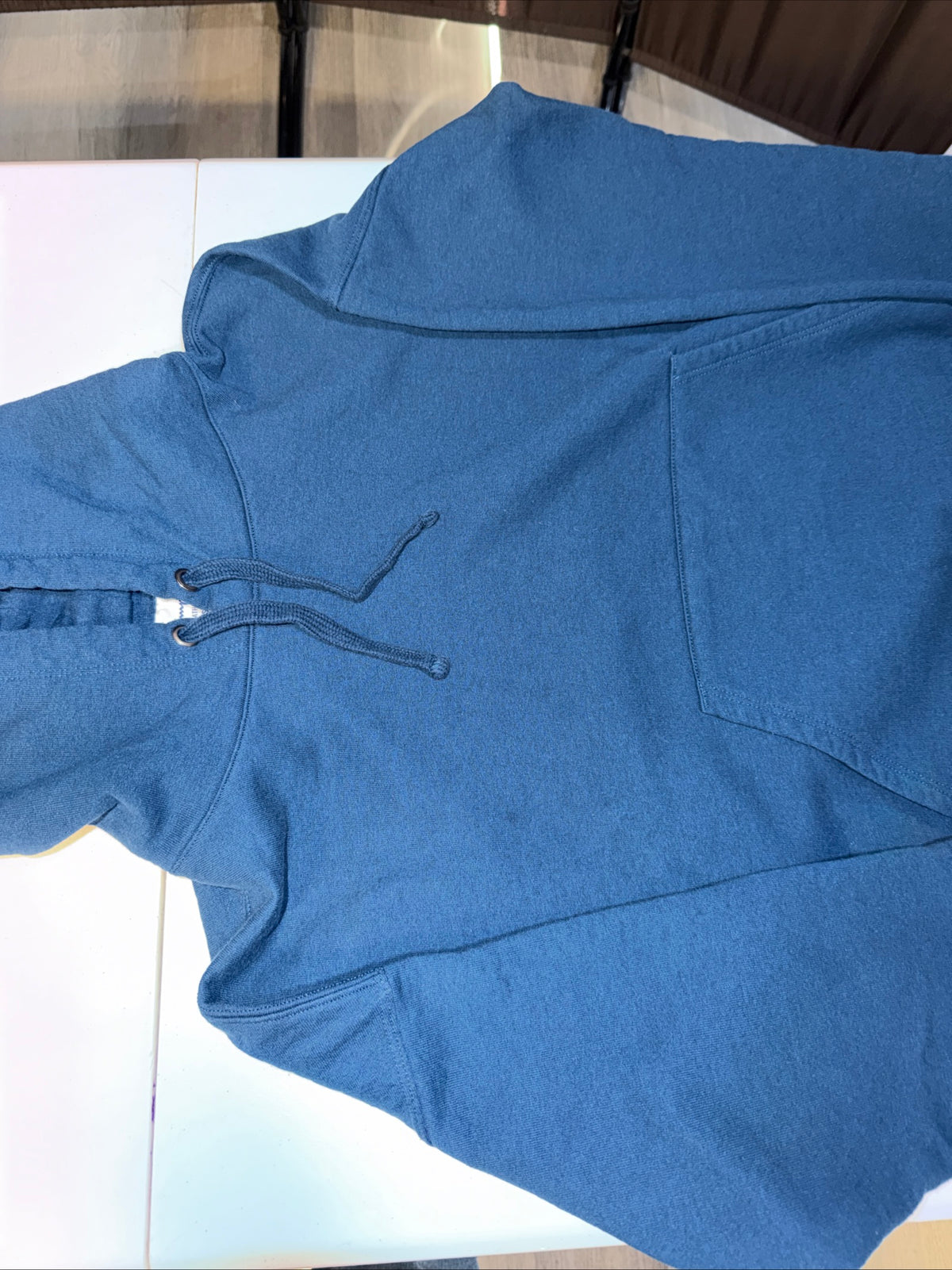 Vintage Champion Teal Hooded Sweatshirt Blank Mens Small