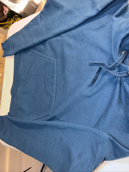 Vintage Champion Teal Hooded Sweatshirt Blank Mens Small