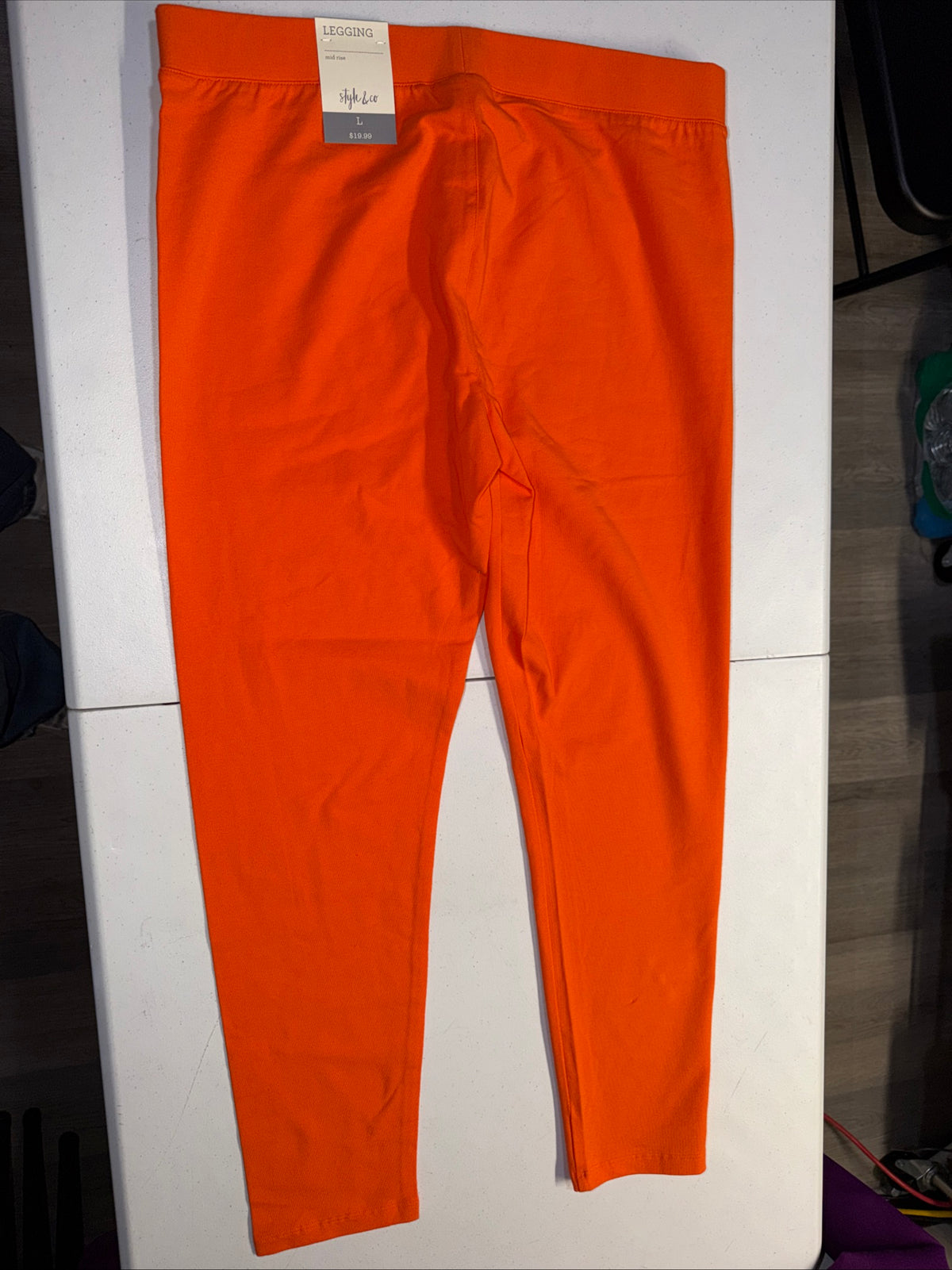 Style & Co. Vibrant Orange Pull-On Leggings- Size L (NWT)
