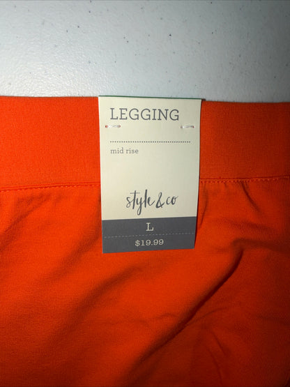 Style & Co. Vibrant Orange Pull-On Leggings- Size L (NWT)