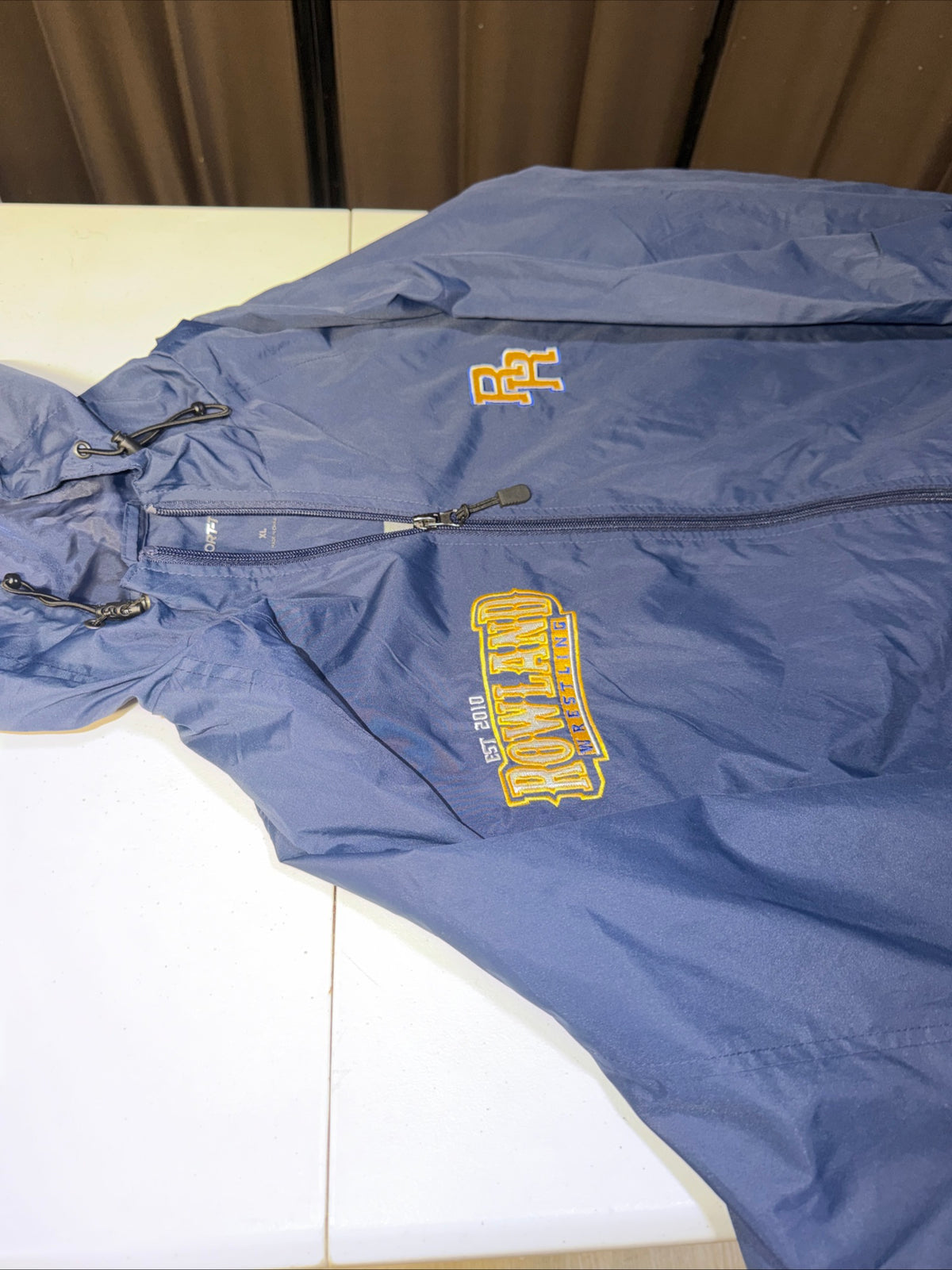 Rowland Wrestling WindBreaker Hooded Jacket Navy Blue Size XL