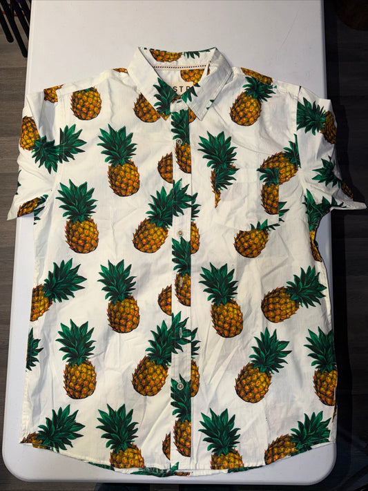 VSTR Men’s Pineapple Tropical Hawaiian Shirt- Size L For Men
