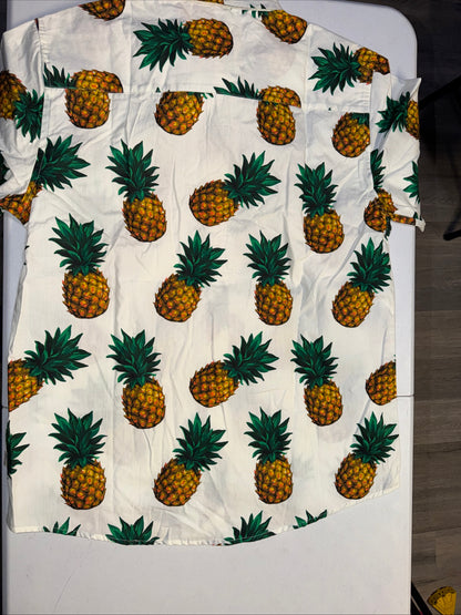 VSTR Men’s Pineapple Tropical Hawaiian Shirt- Size L For Men