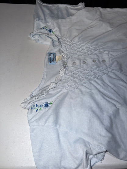 Amanda Paige Pastel Blue Smocked Henley Nightgown SleepWear Plus Size 1X